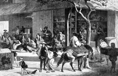 Čajový trh v Japonsku, c1880