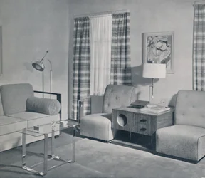Pohled na dvoupokojový byt v Keeler Building, Grand Rapids, Michigan, 1935