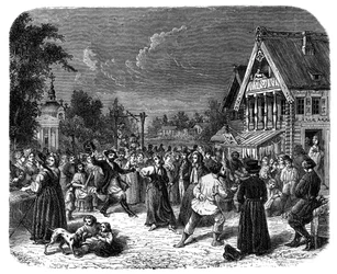 Vesnická slavnost v Rusku, c1890