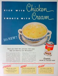 Reklama na kondenzovanou kuřecí polévku Campbells, 1949