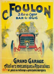 Reklama pro C Foulons Garage, Bar-le-Duc, Francie, c1900