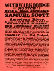 Reklama na kaskadérské show od Samuela Scotta, 1840, 1948.