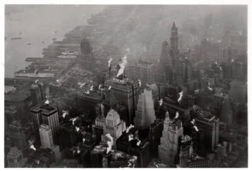 Letecký pohled na Manhattan, New York City, USA, ze Zeppelinu, 1928 1933