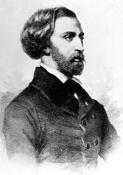 Alfred de Musset (1810-1857) francouzský básník a spisovatel, rytina, c. 1854