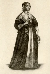 Anglická dáma v domácích šatech, 1640, 1937.