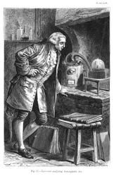 Antoine Laurent Lavoisier, francouzský chemik, zkoumající existenci kyslíku ve vzduchu, 1873