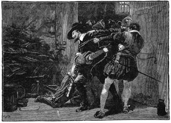 Zatčení Guye Fawkese ve sklepích parlamentu, 1605 19. století