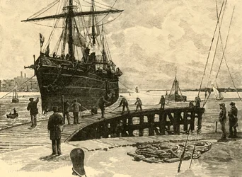 Příjezd parníku do Southampton Docks, 1898.
