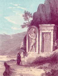 Asyrská socha na řece Nahr El Kelb nebo Dog River, c19. století.