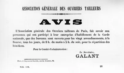 Avis, z francouzských politických plakátů Pařížské komuny, květen 1871