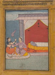 Bairadi Ragini: Folio ze série Ragamala Girl of Musical Mode, ca. 1605-6.