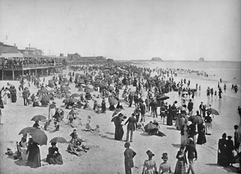Pláž v Atlantic City, New Jersey, c1897.