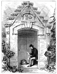 Benjamin Disraeli 1804-1881 čtení dopisů na verandě Hughenden Lodge, 19. století