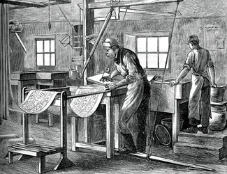 Blokové tiskárny v práci, c1880