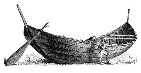 Loď pro čtrnáct párů vesel, nalezená v Nydamu, Jutsko, 1892