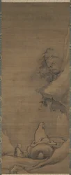 Bódhidharma meditující tváří v tvář útesu, konec 1200.