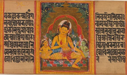 Bodhisattva Maitreya, List z... Rukopis Dokonalosti moudrosti, počátek 12. století.