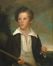 Chlapec s rybářským prutem, ca. 1840.