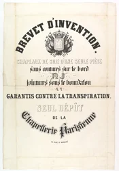 Patent. Jednodílné hedvábné klobouky..., 19. století.