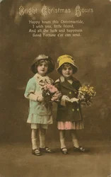 Vintage vánoční přání Bright Christmas Hours, c1900