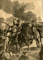 Britský generál Joseph Thackwell v bitvě u Sobraon, Paňdžáb, Indie, 1846 c1890.