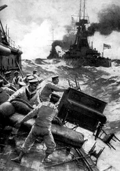 Britští námořníci hází přes palubu přepych, Severní moře, první světová válka, 1914
