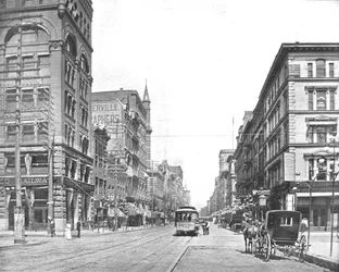 Broadway, severně od Chestnut Street, St. Louis, Missouri, USA, c1900.