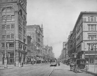 Broadway, severně od Chestnut Street, St. Louis, c1897.