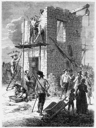 Budování telegrafní stanice Chappe, c1793, c1870