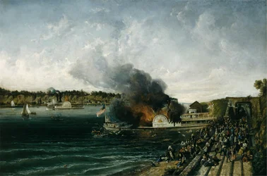 Spálení Sidewheeler Henry Clay, ca. 1854-60.