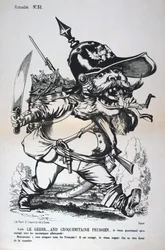 Karikatura Wilhelma I. Pruského, francouzsko-pruská válka, 1870-1871.