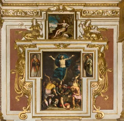 Kaple Panny Marie lidu, druhé rozpětí jižní strana, Giovan Battista Trotti známý jako Malosso, Vzkříšení 1594, Bernardino Campi, poušť San Giovanni nel 1569, Katedrála Santa Maria Assunta, Duomo, Cremona, Lombardie, Itálie (foto)