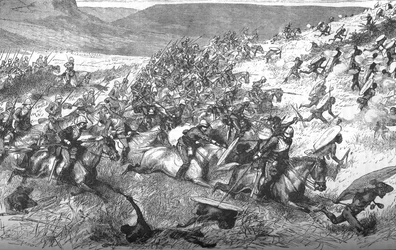 Charge of the Seventeenth Lancers at Ulundi, 1879, c1880