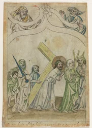 Kristus korunovaný trny recto Kristus nesoucí kříž verso, c. 1410.