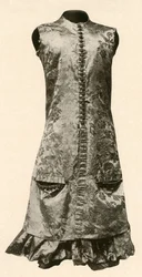 Kabát a celé kalhoty z tmavě červeného květovaného hedvábí, 1681, 1937.
