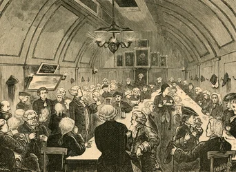 Cogers Hall, ze starého tisku, 1897.