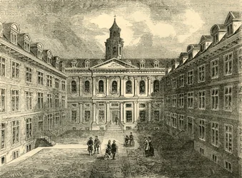 College of Physicians, Warwick Lane. Interiér čtyřúhelníku, c1872.