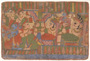Rada hrdinů...z rozptýlené Mahabharaty Velcí potomci Mahabharaty, ca. 1800.