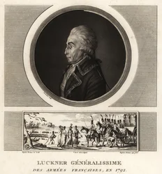 Hrabě Nicolas Luckner, francouzský revoluční generál, Generalissime des Armees Francaises, popraven v roce 1794
