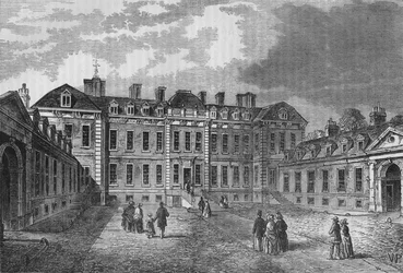 Courtyard of Montagu House, Great Russell Street, Bloomsbury, Londýn, 1830 1878