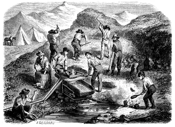 Kolébka zlata v kalifornských zlatých polích, 1849
