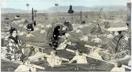 Překročení Oho-e-ga-wa, v provincii Suraga, 1856