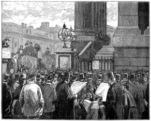 Dav v Mansion House čte bulletin o nemoci prince z Walesu, 1871 1900