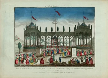 Výzdoba a osvětlení Bastily pro Slavnost federace dne 14. července 1790.