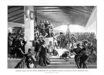 Demonstrace studentů ve Vídni 1848, 1900.