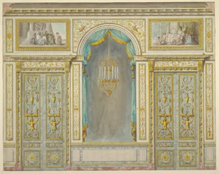 Design pro nástěnnou dekoraci pro byt Marie-Antoinetty v paláci Fontainebleau