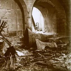 Zničený kostel, Marne, severní Francie, c1914