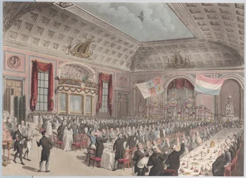 Večeře na oslavu emancipace Holandska z Francie, City of London Tavern, B..., 1814.