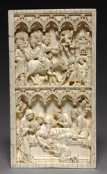 Diptych se scénami ze života Kristova pravé křídlo: Vjezd do Jeruzaléma a hrob, c. 13