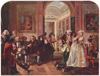 Doktor Johnson v předpokoji lorda Chesterfielda, čekající na audienci, 1748